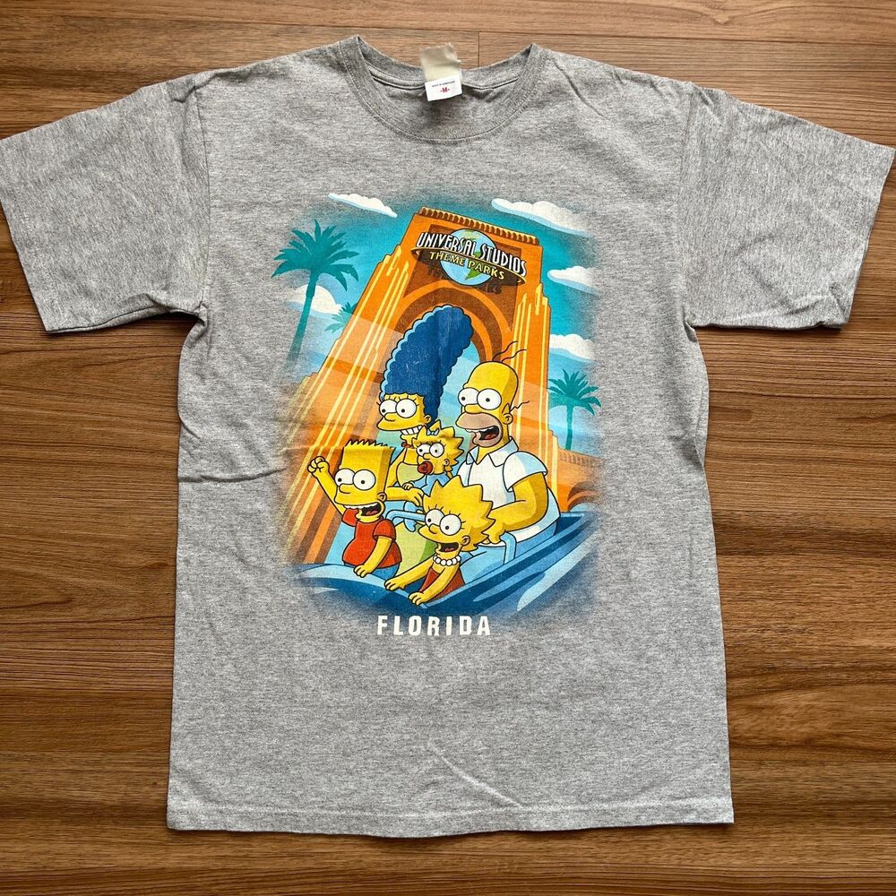 Universal Studios Theme Park Orlando Florida The Simpsons Men's M T-Shirt Gray